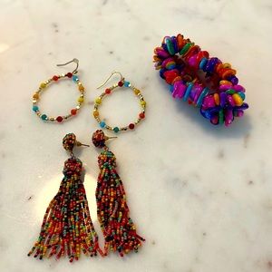 Colorful earrings and bracelet